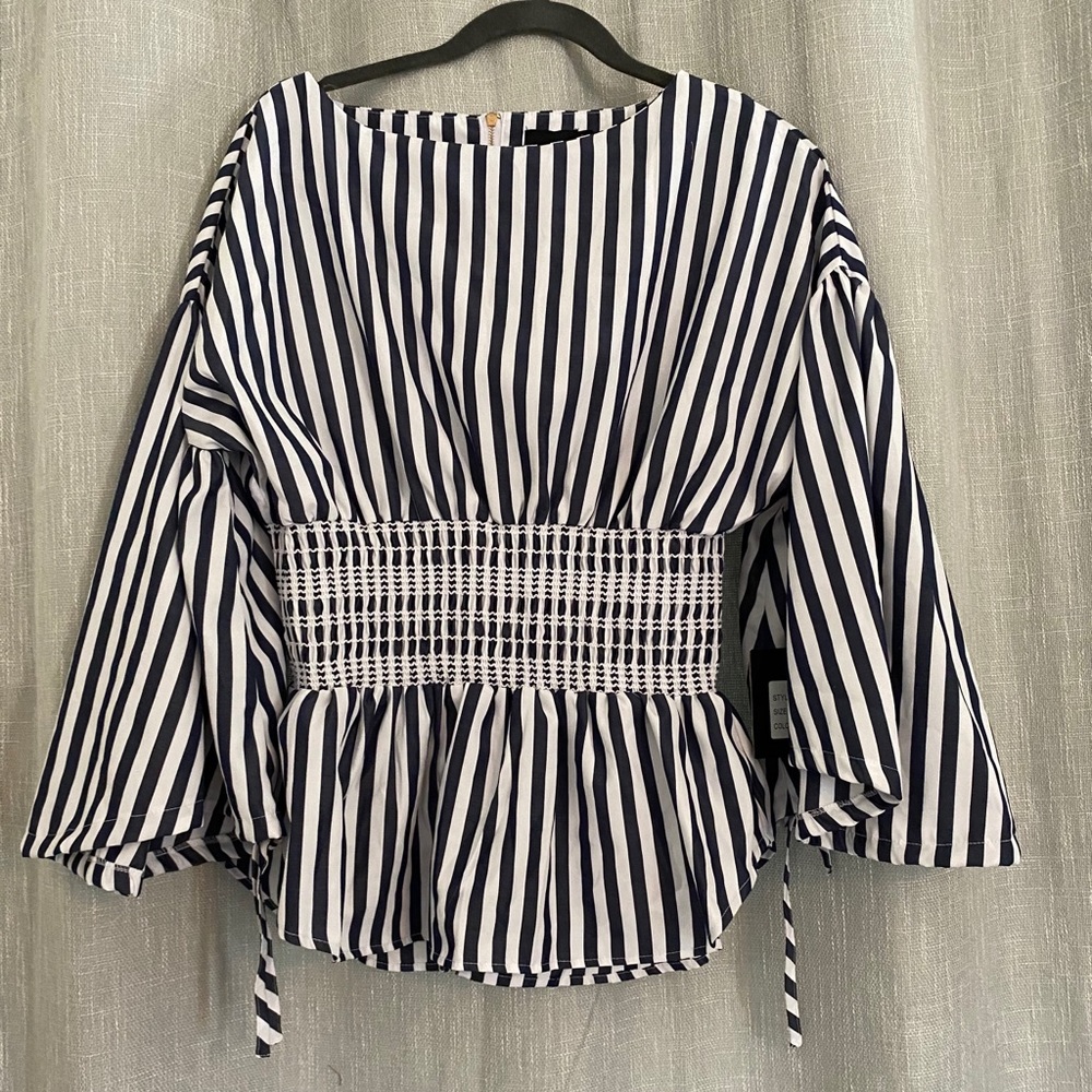 Bell sleeve striped shirt